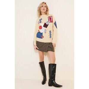 Vintage Patchwork Sweater Medium Retails $370 Preppy Anthropologie